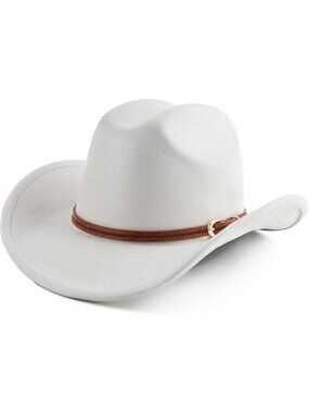 Men's Ivory Faux Suede Wide Brim Western Cowgirl Cowboy Hat